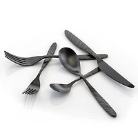 Matte Black Steel Diagonal 20-pc. Flatware Set