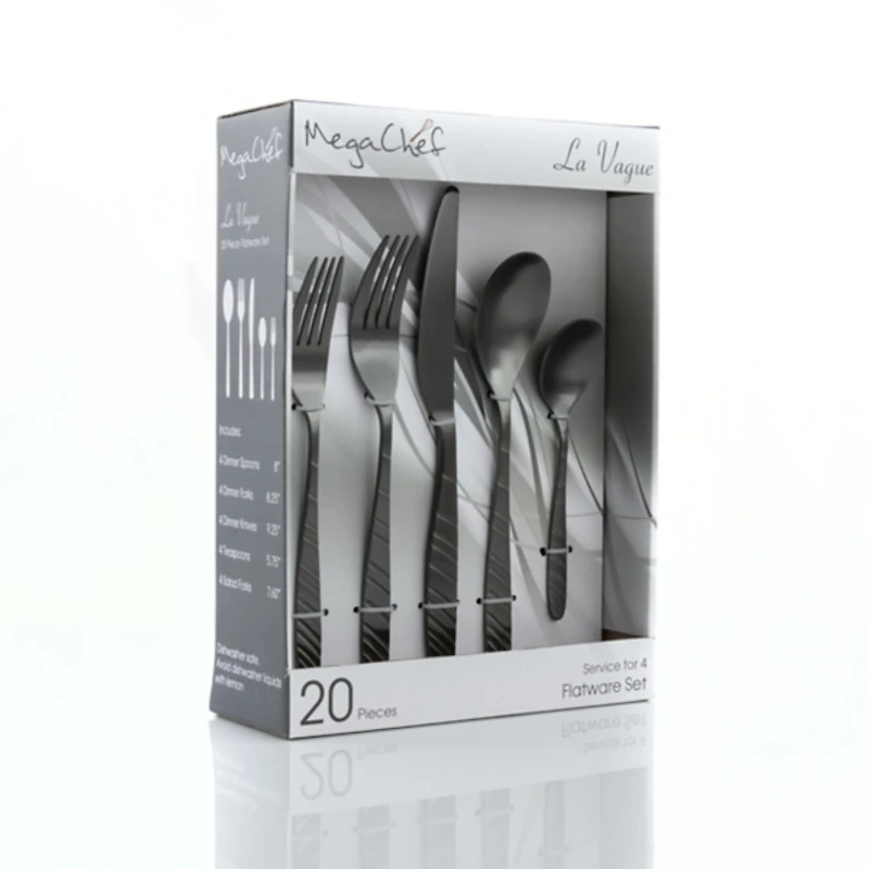 Matte Black Steel Diagonal 20-pc. Flatware Set