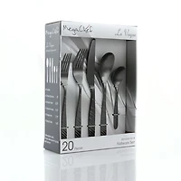 Matte Black Steel Diagonal 20-pc. Flatware Set