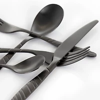 Matte Black Steel Diagonal 20-pc. Flatware Set