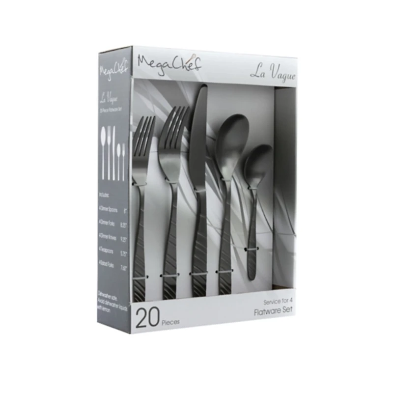 Matte Black Steel Diagonal 20-pc. Flatware Set