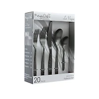 Matte Black Steel Diagonal 20-pc. Flatware Set