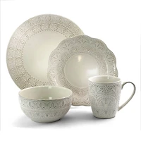 White Lace Embossed 16-pc. Dinnerware Set