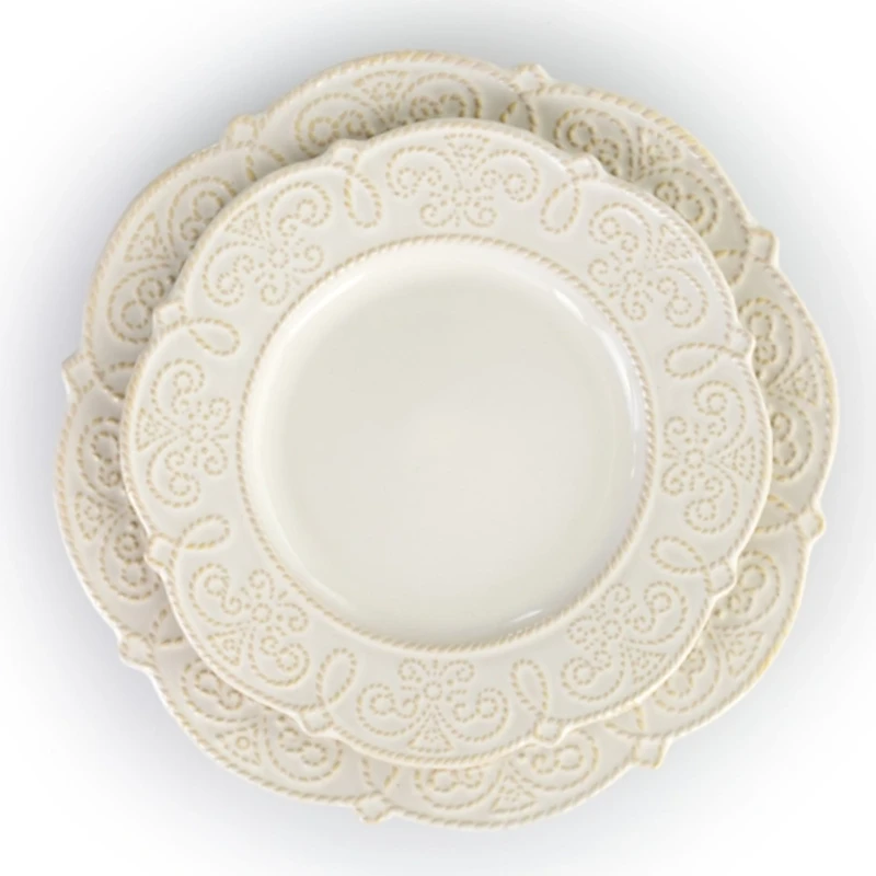 White Embossed Scalloped 16-pc. Dinnerware Set