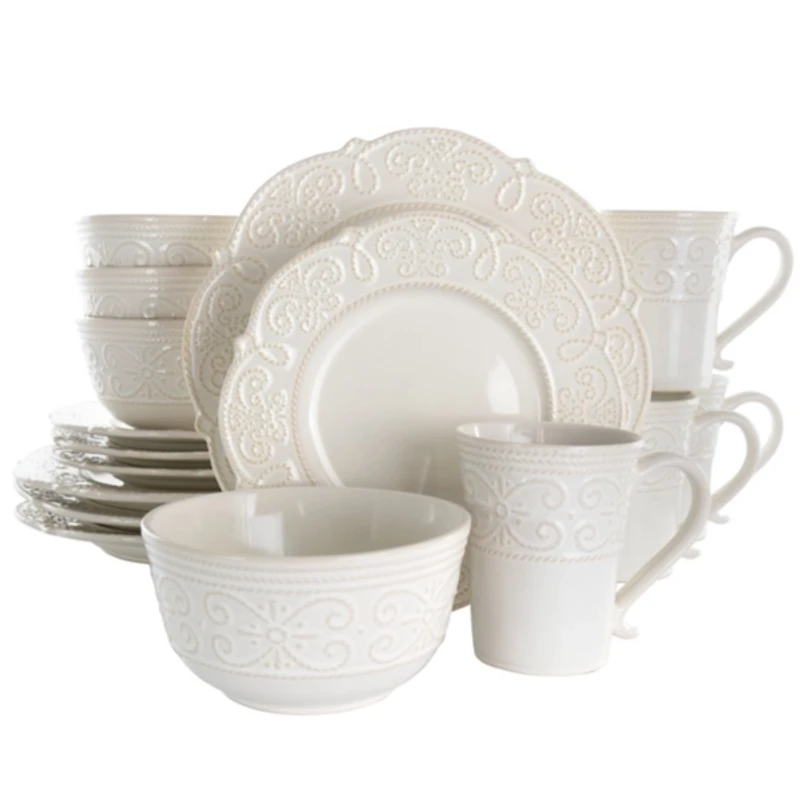 White Embossed Scalloped 16-pc. Dinnerware Set