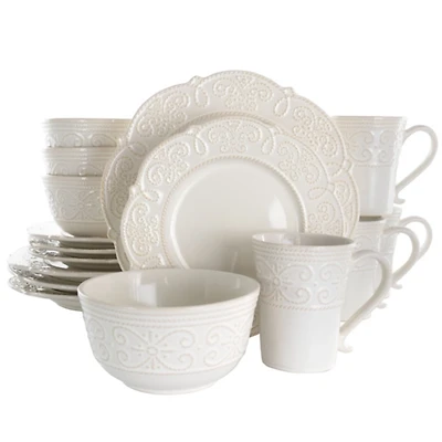White Embossed Scalloped 16-pc. Dinnerware Set