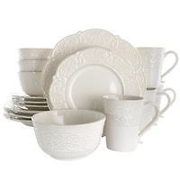 White Embossed Scalloped 16-pc. Dinnerware Set