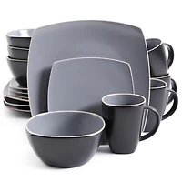 Matte Gray and Black 16-pc. Dinnerware Set