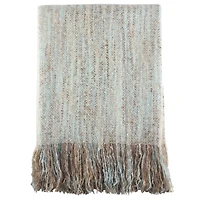 Blue Faux Mohair Fringe Throw