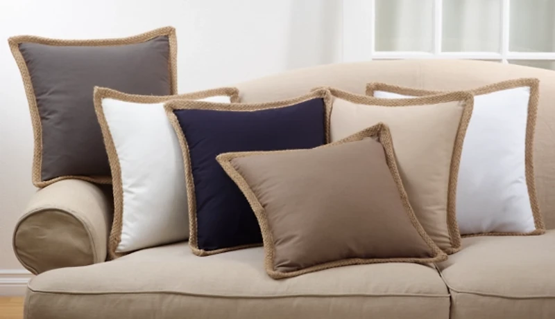 Blue Jute and Cotton Braided Pillow