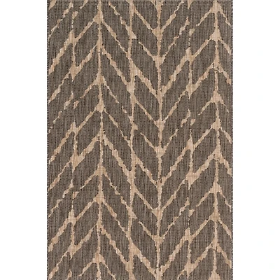 Charcoal Mocha Chevron Outdoor Area Rug, 7x10