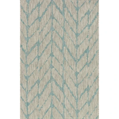 Mist and Aqua Chevron Outdoor Area Rug, 5x7