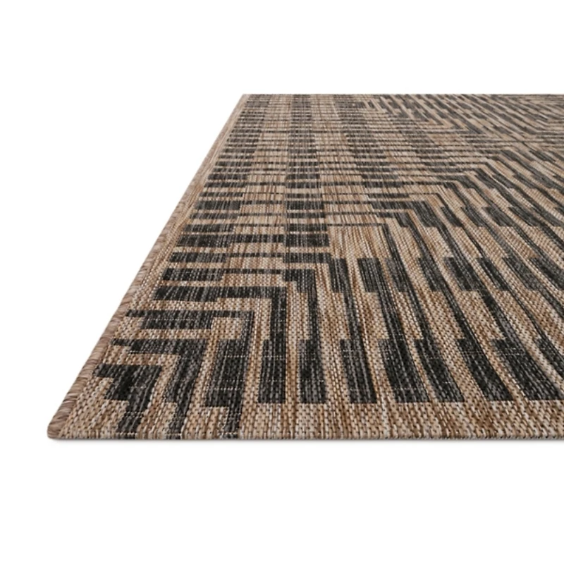 Brown and Black Abstract Lines Outdoor Rug, 7x10