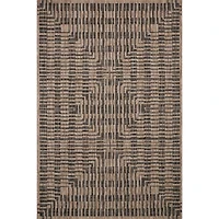 Brown and Black Abstract Lines Outdoor Rug, 7x10