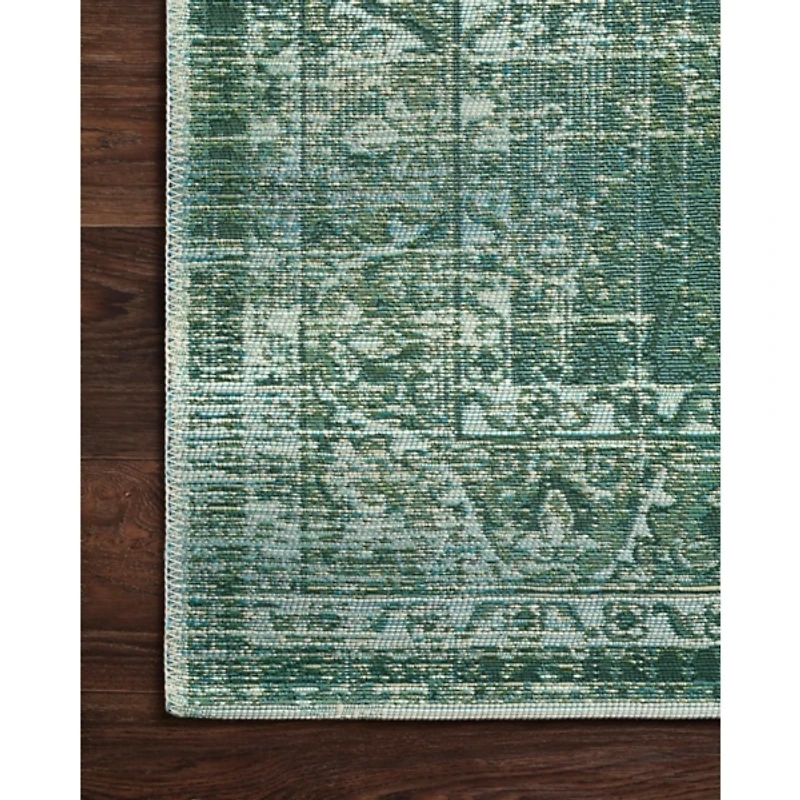 Green Mist Tribal Medallion Outdoor Rug, 6x9