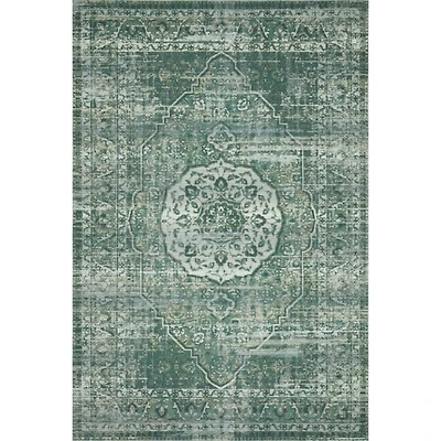 Green Mist Tribal Medallion Outdoor Rug, 6x9