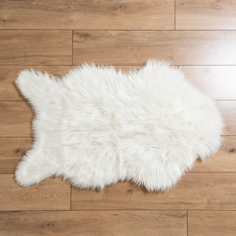 Ivory Faux Fur Scatter Rug