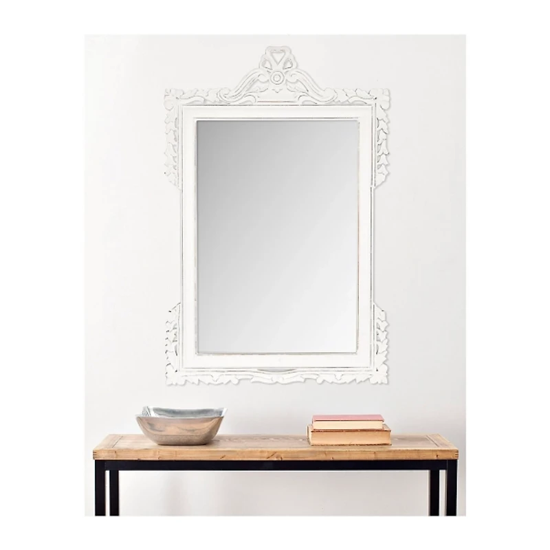 White Metal Pediment Frame Wall Mirror