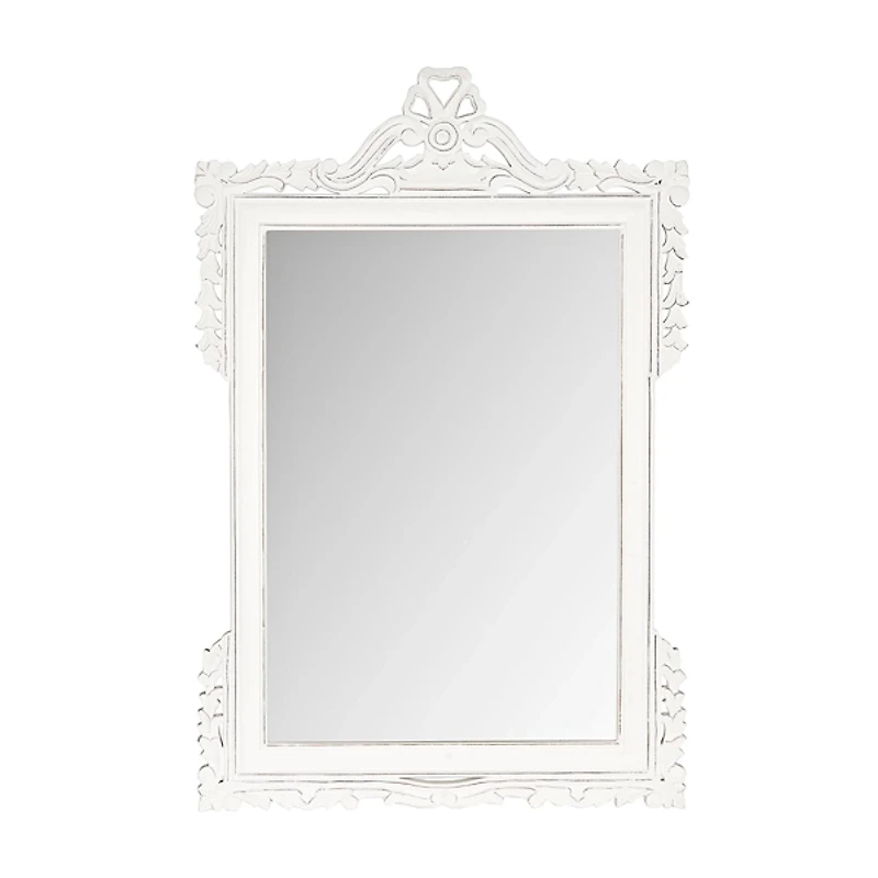 White Metal Pediment Frame Wall Mirror