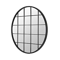 SAFAVIEH Black Metal Grid Frame Round Wall Mirror