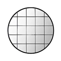 SAFAVIEH Black Metal Grid Frame Round Wall Mirror