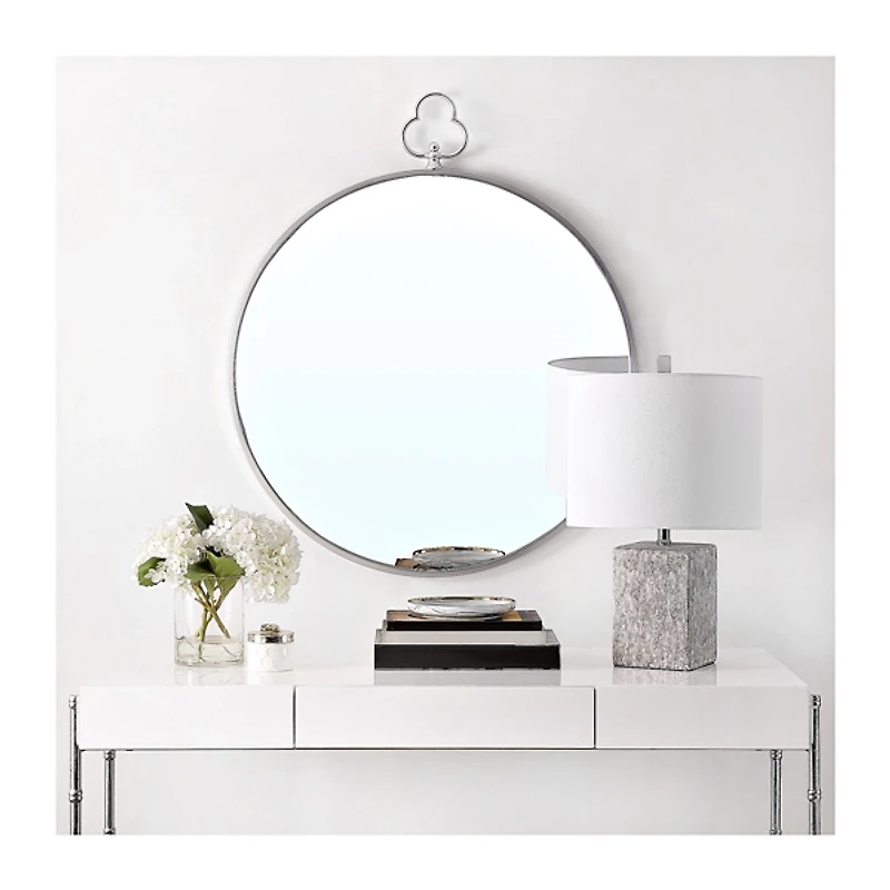 Silver Metal Keyhole Accent Frame Wall Mirror