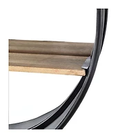 Black Metal Deep Frame Wall Mirror with Shelf
