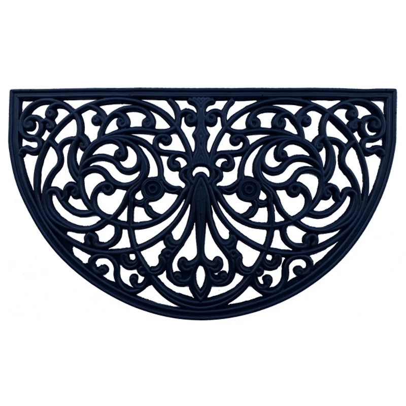 Black Rubber Halfmoon Flower Doormat