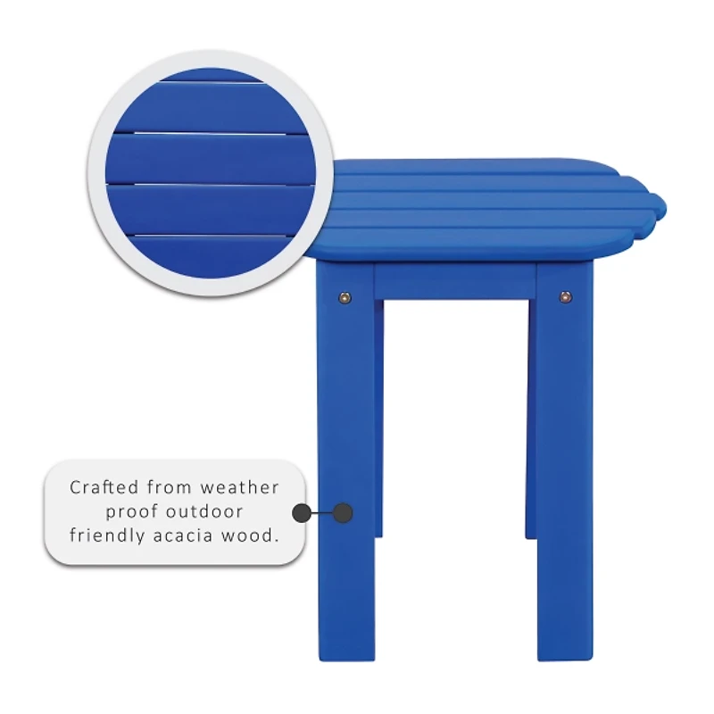 Blue Acacia Wood Outdoor Adirondack End Table