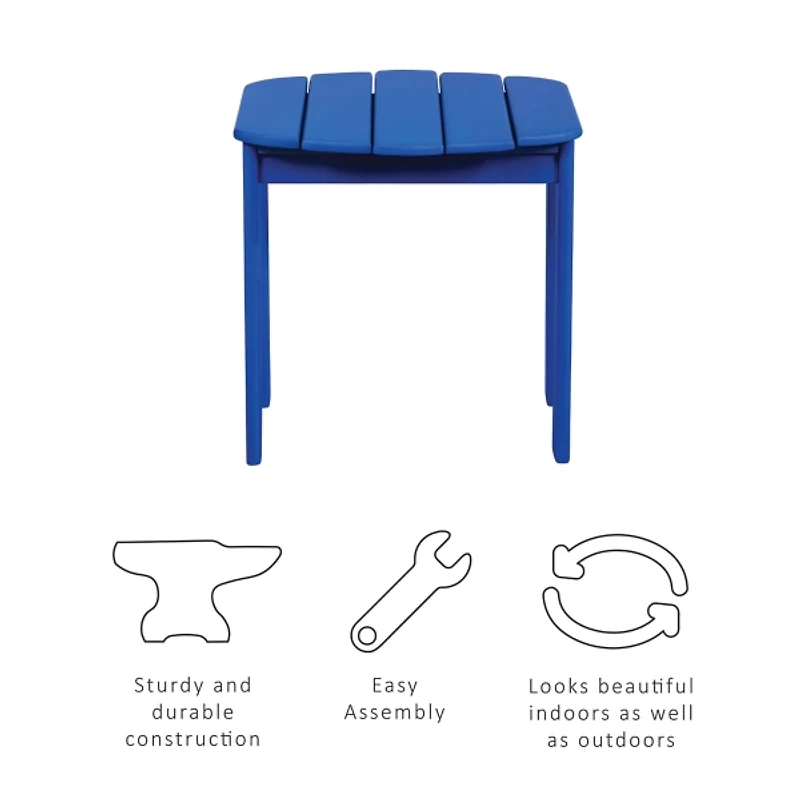 Blue Acacia Wood Outdoor Adirondack End Table