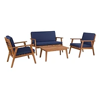 Blue 4-pc. Acacia Wood Outdoor Living Set