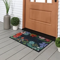 Dark Floral Welcome Rubber Doormat