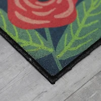 Dark Floral Welcome Rubber Doormat