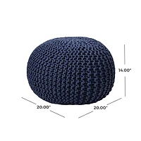 Navy Chain Knitted Round Pouf