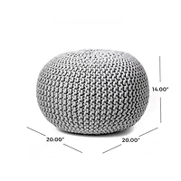 Gray Chain Knitted Round Pouf