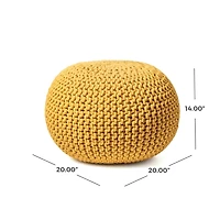 Yellow Chain Knitted Round Pouf