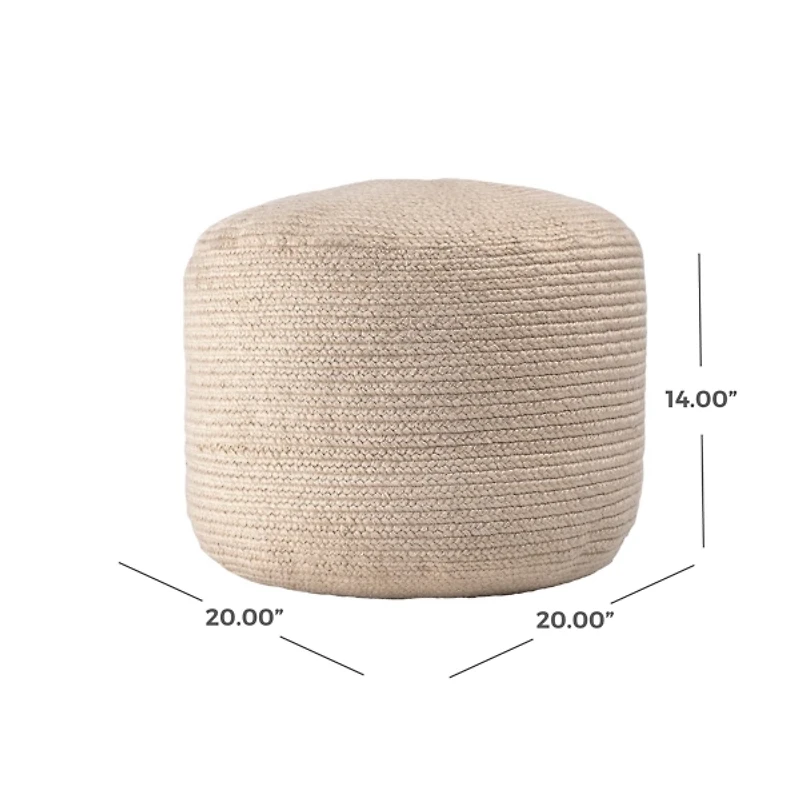 Natural Cable Braided Pouf