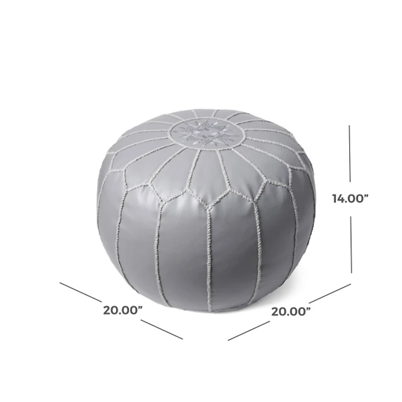 Smoke Moroccan Leather Pouf