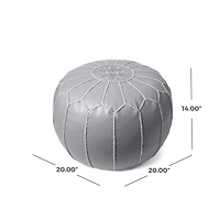 Smoke Moroccan Leather Pouf