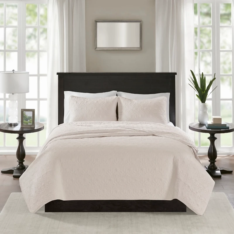 Ivory Classic Stitch 3-pc. Queen Coverlet Set