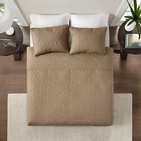 Brown Stitched 3-pc. California King Coverlet Set