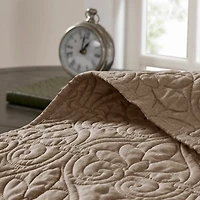 Brown Stitched 3-pc. California King Coverlet Set