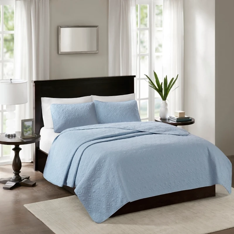 Sky Blue Classic Stitch 2-pc. Twin Coverlet Set