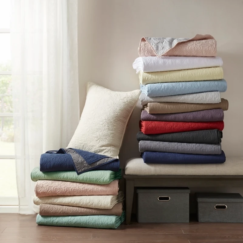 Gray Classic Stitch 2-pc. Twin Coverlet Set