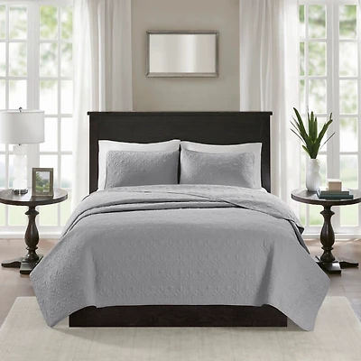 Gray Classic Stitch 2-pc. Twin Coverlet Set
