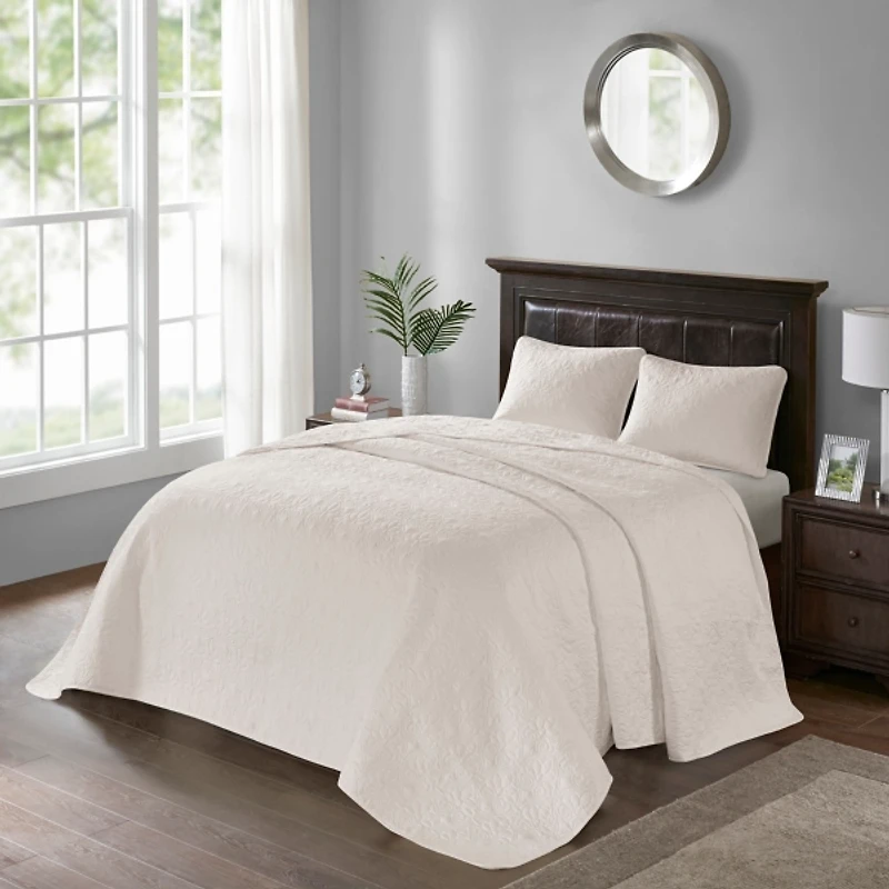 Ivory Classic Stitch 3-pc. Twin Bedspread Set