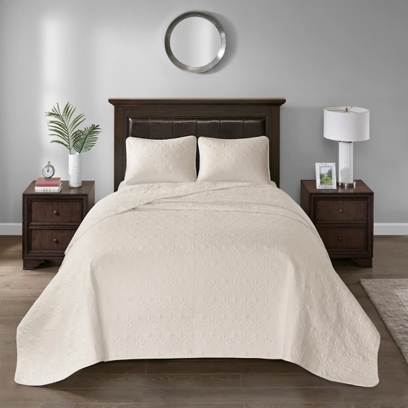 Ivory Classic Stitch 3-pc. Twin Bedspread Set
