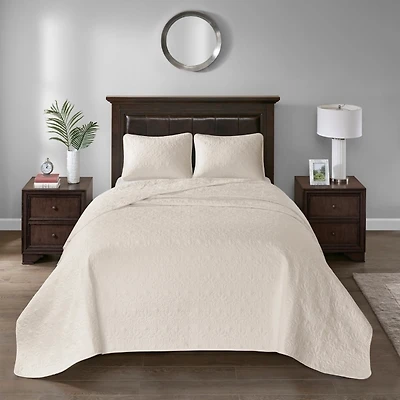 Ivory Classic Stitch 3-pc. Twin Bedspread Set
