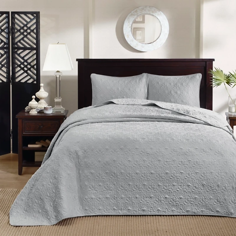 Gray Classic Stitch 3-pc. King Bedspread Set