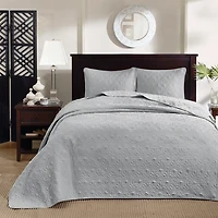 Gray Classic Stitch 3-pc. King Bedspread Set